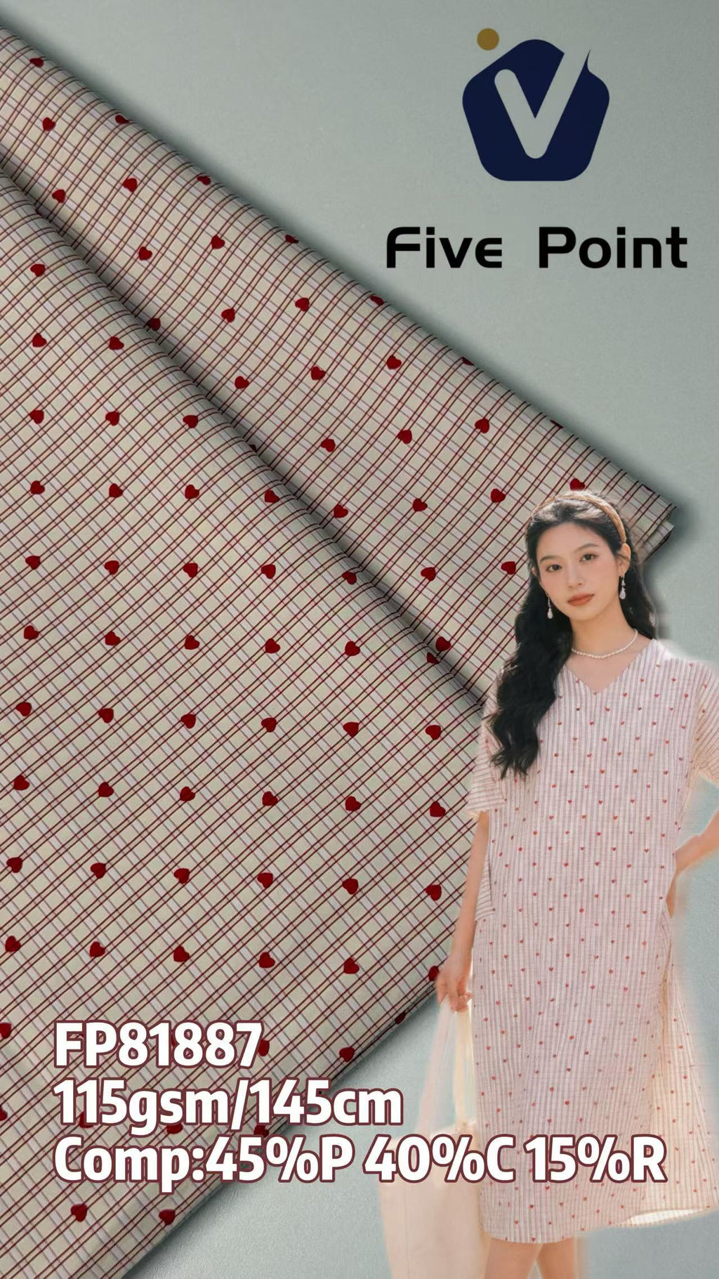 FP81887 / 6623#爱心 / 涤棉混纺条子/格子 fabric image