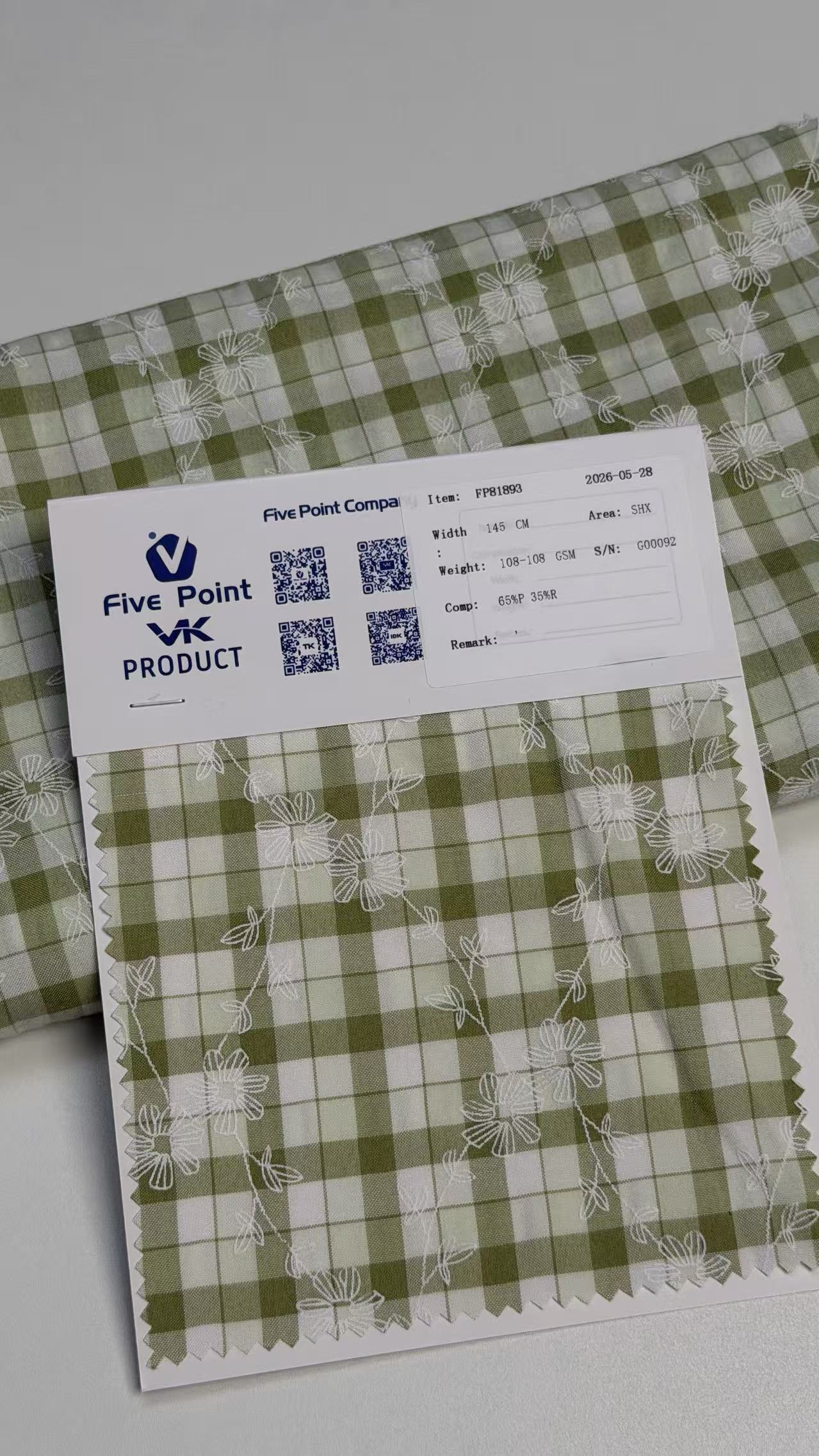 FP81893 / 8805#绣花 / 涤棉混纺条子/格子 fabric image 3