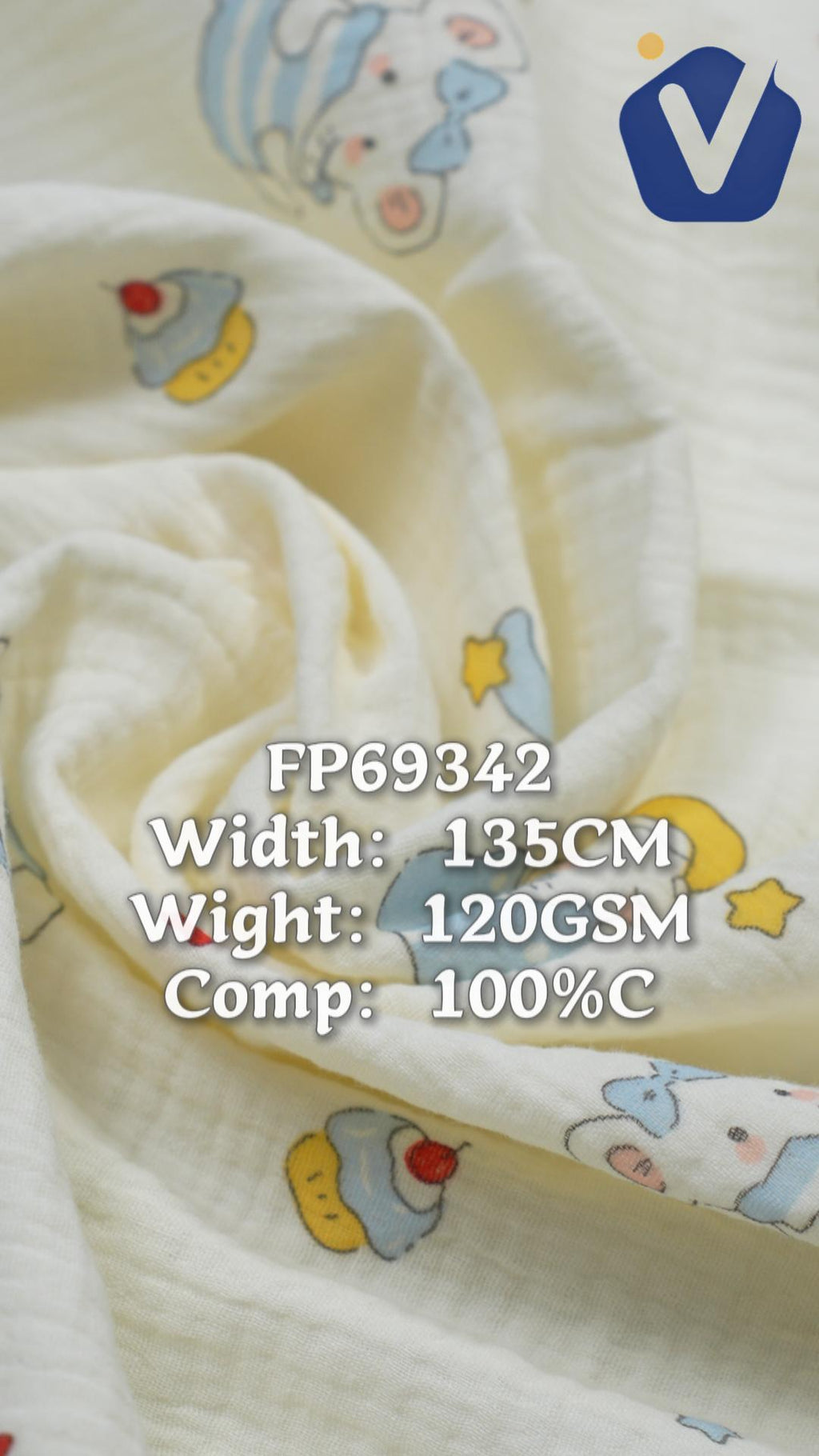 FP69342 / 全棉双层绉布印花 / 婴童绉布印花 fabric image 2