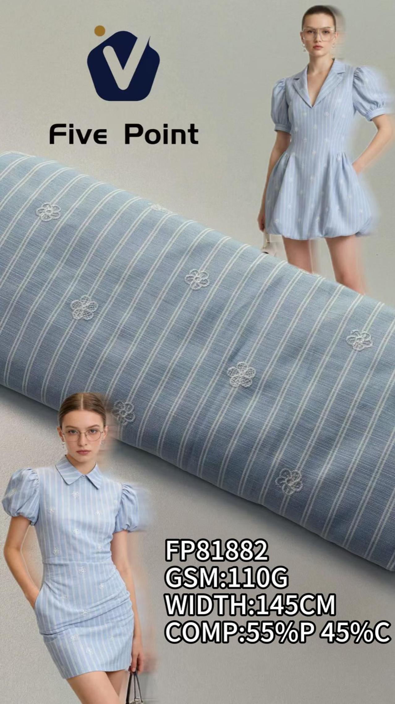 FP81882 / 5855#绣花 / 涤棉混纺条子/格子 fabric image 2